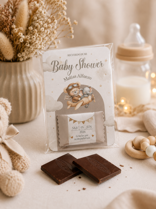 Tarjetita chocolate Infantil Bautizo