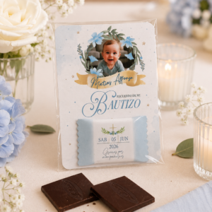 Tarjetita chocolate Infantil Bautizo